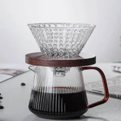 Tom Küche & Esszimmer-Gestreifter Kaffeekessel aus Glas – Teekanne mit V-Ausguss, 350 ml, 500 ml