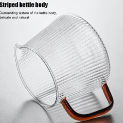 Tom Küche & Esszimmer-Gestreifter Kaffeekessel aus Glas – Teekanne mit V-Ausguss, 350 ml, 500 ml