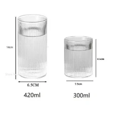 Plates u0026 More Küche & Esszimmer-Gestreiftes Kaffeetassen-Set aus Glas – vielseitiges Trinkgeschirr für Kaffee, Tee, Wein