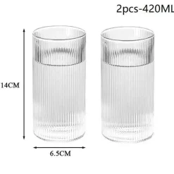 Plates u0026 More Küche & Esszimmer-Gestreiftes Kaffeetassen-Set aus Glas – vielseitiges Trinkgeschirr für Kaffee, Tee, Wein
