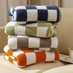 Wrap u0026 Relax Bettzeug-Gestrickte Schachbrettdecke – Gemütlicher Überwurf für die Heimdekoration