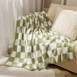 Wrap u0026 Relax Bettzeug-Gestrickte Schachbrettdecke – Gemütlicher Überwurf für die Heimdekoration