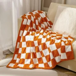 Wrap u0026 Relax Bettzeug-Gestrickte Schachbrettdecke – Gemütlicher Überwurf für die Heimdekoration