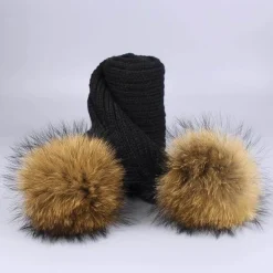 The Decor Haven Babykleidung|Babykleidung-Gestricktes Pelzmütze- und Schal-Set – kuschelige Winteraccessoires