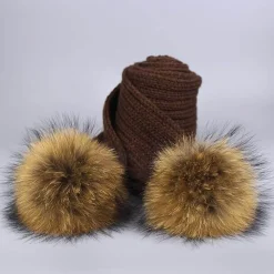 The Decor Haven Babykleidung|Babykleidung-Gestricktes Pelzmütze- und Schal-Set – kuschelige Winteraccessoires