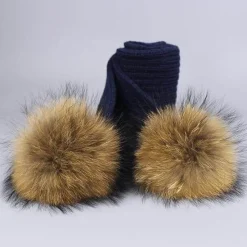 The Decor Haven Babykleidung|Babykleidung-Gestricktes Pelzmütze- und Schal-Set – kuschelige Winteraccessoires