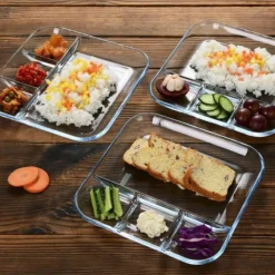 Elegance at the Table Küche & Esszimmer-Geteilter Essteller aus gehärtetem Glas – Obsttablett für westliche Speisen