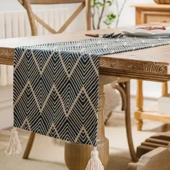 Fine Table Threads Küche & Esszimmer-Gewellter Jute-Tischläufer – Rustikales Leinendekor