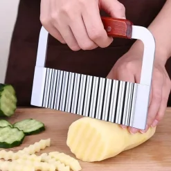 Tom Küche & Esszimmer-Gewellter Kartoffelschneider - Pommes-Frites-Zerkleinerer aus Edelstahl, Gemüseschneider