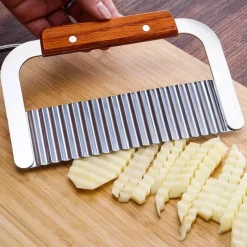 Tom Küche & Esszimmer-Gewellter Kartoffelschneider - Pommes-Frites-Zerkleinerer aus Edelstahl, Gemüseschneider