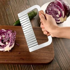 Tom Küche & Esszimmer-Gewellter Kartoffelschneider - Pommes-Frites-Zerkleinerer aus Edelstahl, Gemüseschneider