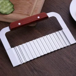 Tom Küche & Esszimmer-Gewellter Kartoffelschneider - Pommes-Frites-Zerkleinerer aus Edelstahl, Gemüseschneider