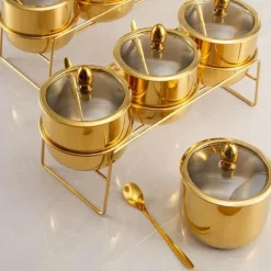 Elegance at the Table Küche & Esszimmer-Gewürzdosen-Set aus Edelstahl – Küchenaufbewahrung für Zucker, Salz, Grillzubehör