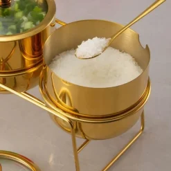 Elegance at the Table Küche & Esszimmer-Gewürzdosen-Set aus Edelstahl – Küchenaufbewahrung für Zucker, Salz, Grillzubehör