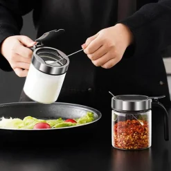 Space Savvy Küche & Esszimmer-Gewürzglas aus Glas – feuchtigkeitsbeständiger Aufbewahrungsbehälter