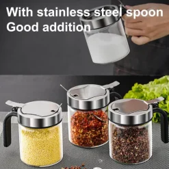 Space Savvy Küche & Esszimmer-Gewürzglas aus Glas – feuchtigkeitsbeständiger Aufbewahrungsbehälter