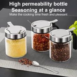 Space Savvy Küche & Esszimmer-Gewürzglas aus Glas – feuchtigkeitsbeständiger Aufbewahrungsbehälter