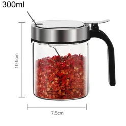 Space Savvy Küche & Esszimmer-Gewürzglas aus Glas – feuchtigkeitsbeständiger Aufbewahrungsbehälter