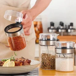 Tom Küche & Esszimmer-Gewürzglas aus Glas mit PP-Deckel – langlebiger Gewürzbehälter für die Küche für Kräuter und Gewürze