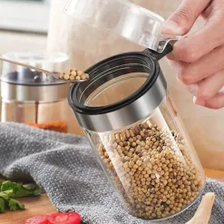 Tom Küche & Esszimmer-Gewürzglas aus Glas mit PP-Deckel – langlebiger Gewürzbehälter für die Küche für Kräuter und Gewürze