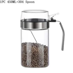 Tom Küche & Esszimmer-Gewürzglas aus Glas mit PP-Deckel – langlebiger Gewürzbehälter für die Küche für Kräuter und Gewürze