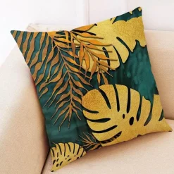 Pillow Haven Bettzeug-Ginkgo Blätter Kissenbezug - Modernes Leinenkissen für Wohndekoration