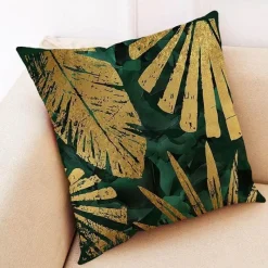 Pillow Haven Bettzeug-Ginkgo Blätter Kissenbezug - Modernes Leinenkissen für Wohndekoration