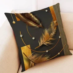 Pillow Haven Bettzeug-Ginkgo Blätter Kissenbezug - Modernes Leinenkissen für Wohndekoration