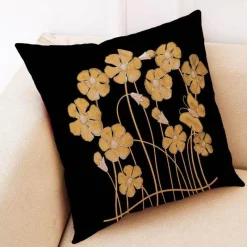 Pillow Haven Bettzeug-Ginkgo Blätter Kissenbezug - Modernes Leinenkissen für Wohndekoration