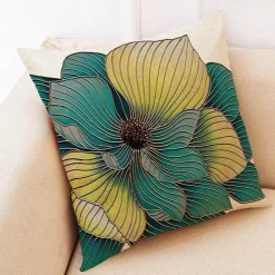 Pillow Haven Bettzeug-Ginkgo Blätter Kissenbezug - Modernes Leinenkissen für Wohndekoration