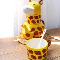 The Cozy Mug Küche & Esszimmer-Giraffen-Teekanne und Tassen-Set – süßes Tier-Küchengeschirr