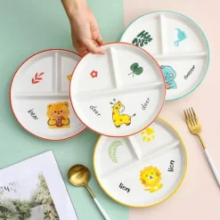 Elegance at the Table Küche & Esszimmer-Gitterteller für Kinder mit Cartoon-Motiv – Lustiges und funktionales Unterteilungsgericht für Frühstück und Snacks