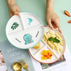 Elegance at the Table Küche & Esszimmer-Gitterteller für Kinder mit Cartoon-Motiv – Lustiges und funktionales Unterteilungsgericht für Frühstück und Snacks