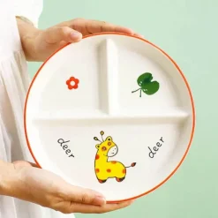 Elegance at the Table Küche & Esszimmer-Gitterteller für Kinder mit Cartoon-Motiv – Lustiges und funktionales Unterteilungsgericht für Frühstück und Snacks