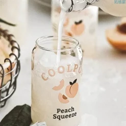 Plates u0026 More Küche & Esszimmer-Glasbecher in Dosenform mit Fruchtdruck – 350 ml für Tee, Kaffee, Milch, Bier