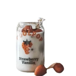 Plates u0026 More Küche & Esszimmer-Glasbecher in Dosenform mit Fruchtdruck – 350 ml für Tee, Kaffee, Milch, Bier