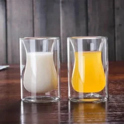 Plates u0026 More Küche & Esszimmer-Glasbecher mit doppeltem Boden – Vielseitiges Trinkgeschirr für Kaffee, Tee, Wein, Whiskey, Saft und Wasser