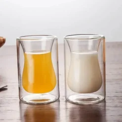 Plates u0026 More Küche & Esszimmer-Glasbecher mit doppeltem Boden – Vielseitiges Trinkgeschirr für Kaffee, Tee, Wein, Whiskey, Saft und Wasser