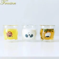 Feast u0026 Flair Küche & Esszimmer-Glasbecher mit Pandabär-Motiv – doppelwandiger, hitzebeständiger Becher für Bier und Saft