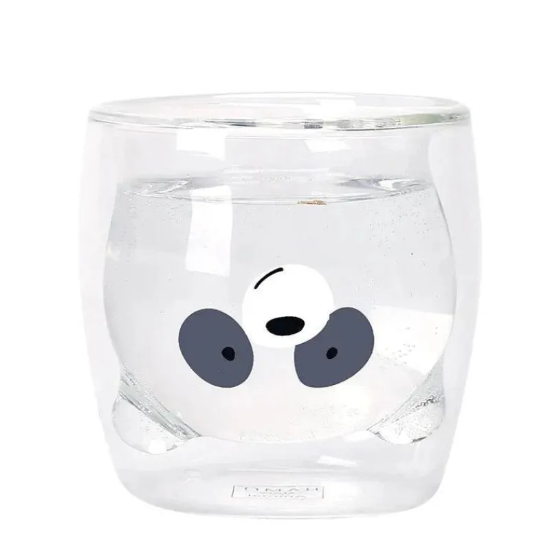 Feast u0026 Flair Küche & Esszimmer-Glasbecher mit Pandabär-Motiv – doppelwandiger, hitzebeständiger Becher für Bier und Saft
