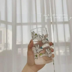 Plates u0026 More Küche & Esszimmer-Glasbecher-Set mit muster – Frühstücksbecher mit Milch und Hafer