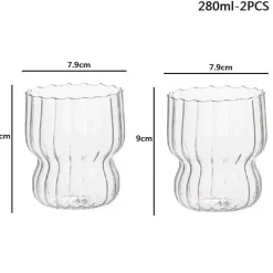 Plates u0026 More Küche & Esszimmer-Glasbecher-Set mit vertikalen Streifen – Tassen für Kaffee, Tee, Saft und Milch
