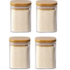 Plates u0026 More Küche & Esszimmer-Glasgefäß mit Bambusdeckel – Vorratsbehälter für Tee und Kaffee