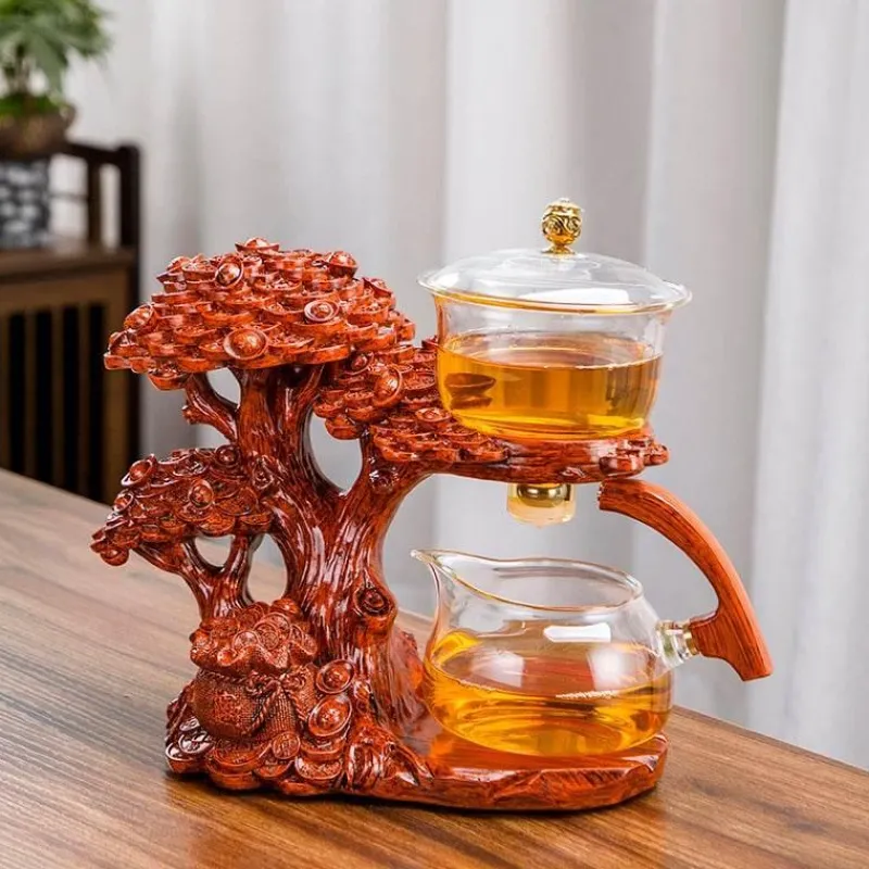 The Decor Haven Küche & Esszimmer-Golden Dragon Teekanne - Mystische Keramikteekanne