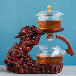 The Decor Haven Küche & Esszimmer-Golden Dragon Teekanne - Mystische Keramikteekanne