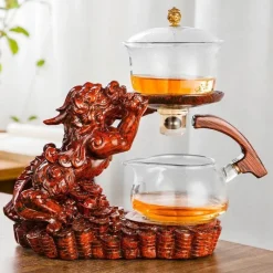 The Decor Haven Küche & Esszimmer-Golden Dragon Teekanne - Mystische Keramikteekanne