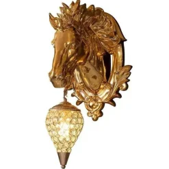 Timeless Touch Beleuchtung-Goldene Pferde-Wandlampe – Künstlerisches Reiterdekor