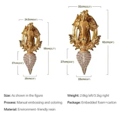 Timeless Touch Beleuchtung-Goldene Pferde-Wandlampe – Künstlerisches Reiterdekor