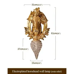 Timeless Touch Beleuchtung-Goldene Pferde-Wandlampe – Künstlerisches Reiterdekor