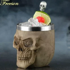 Feast u0026 Flair Küche & Esszimmer-Gothic-Totenkopf-Schnapsglas – Edelstahl-Halloween-Whiskeybecher, 200 ml